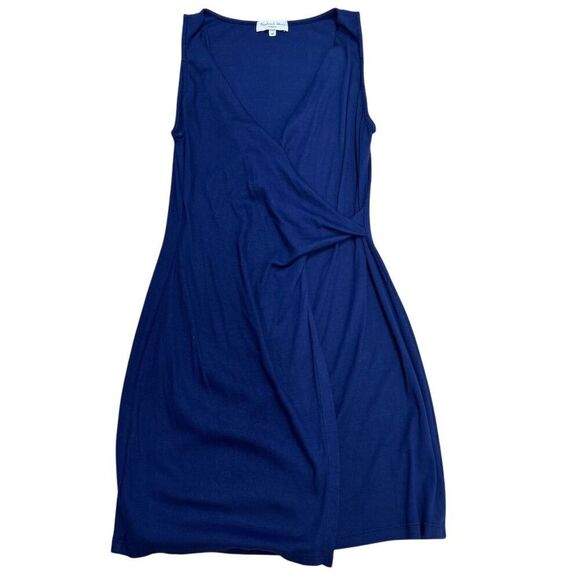 NWOT Michael Stars Women's Petite Navy Faux Wrap Knee Length Dress - Picture 3 of 5